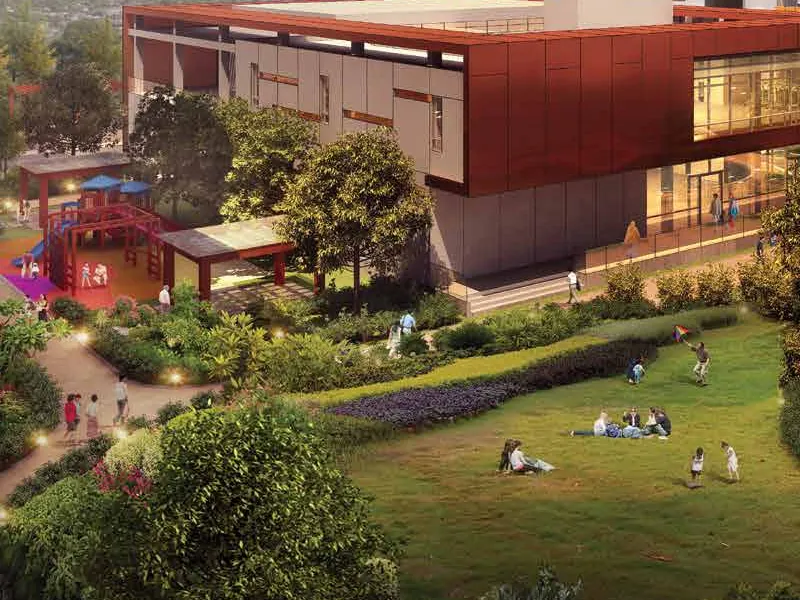 Artist's impression of the kids' play area beside the clubhouse