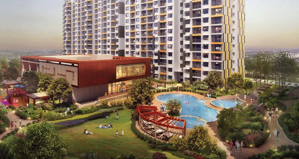 Artist's impression of the clubhouse and pools